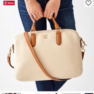 Cream leather laptop bag